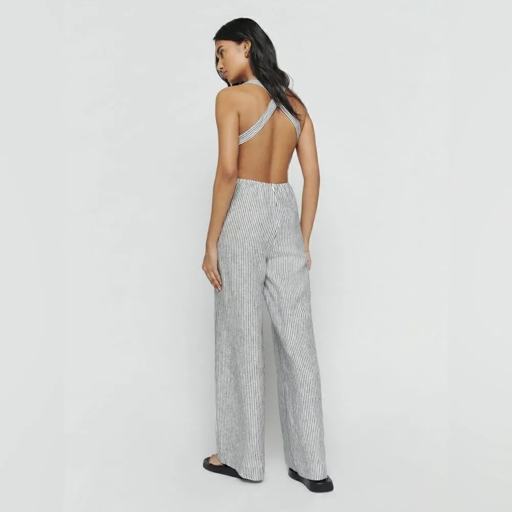 Reformation Autumn Linen Jumpsuit size 6 Vineyard